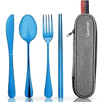 QINGHEC 4-teiliges Campingbesteck-Set – Tragbares Reisebesteck Mit Etui, Grün, Aus Polypropylen, Langlebig Camping Besteck Set 4 Teilig