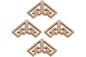 MUXSAM 4pcs Wood Carved Mouldings Corner Onlay Applique Furniture Craft Unpainted 6.5cm