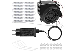 Kalolary 2.5A Soplador Inflable, Soplador de Aire de 12 V con Cadena de Luces LED, Navidad de Halloween Ventilador de Repuesto para Decoraciones (2.5A /14 Blanco 3 Leds)