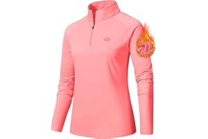 AjezMax Damen Sportshirt Langarm 1/4 Reißverschluss Laufshirt Schnelltrocknend Training Fitness Langarmshirts