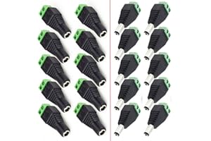 Hailege 20 szt. 5,5 x 2,1 mm DC Power Plug męski+żeńska CCTV 12V Power Terminal Connector