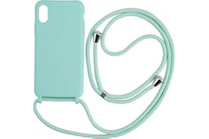 Ququcheng Kompatibel mit iPhone X/XS Hülle,Handykette Hülle Silikon Seil Necklace Handyhülle mit Kordel Tasche TPU Bumper Schutzhülle für iPhone X/XS-Grün