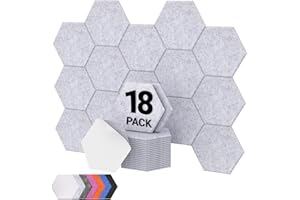 18-pak sześciokątnych paneli akustycznych, TONOR 30x26x1cm wysokiej gęstości panele dźwiękoszczelne do ścian, Dźwięk tłumienia izolacji panele ścienne, pochłaniająca hałas wyściółka, Szare