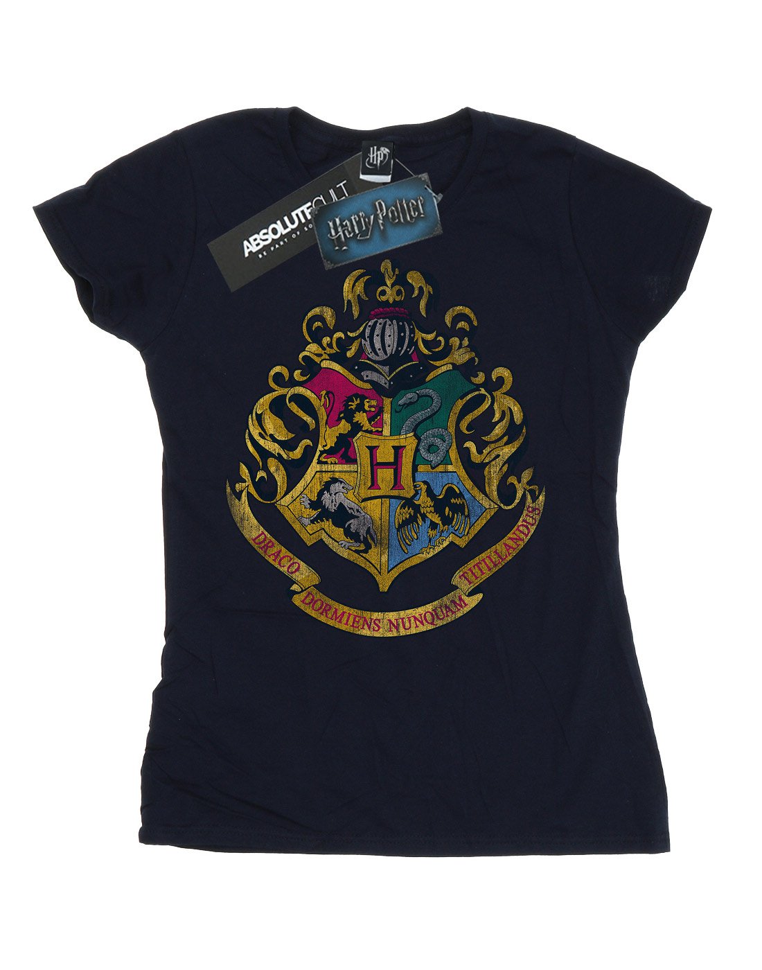 HARRY-POTTER-Damen-Hogwarts-Distressed-Crest-T-Shirt-Medium-Marine