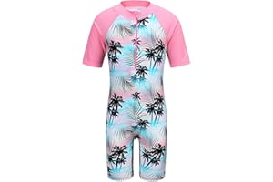 HUAANIUE Girls 2-12Y CocoTree with Heart Swimming Suit 50+UV Sun Protection Swimsuit Costume