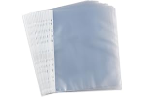 Lot de 200 Pochettes Plastiques A4 Perforées Neutres Grainé Epaisseur 4/100ème Incolore