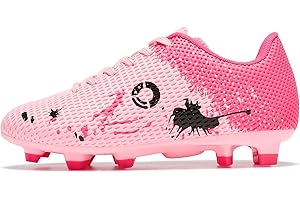LEOCI Kids' Football Shoes Boys and Girls Outdoor Astro Soccer Boots Rugby Studs Shoes