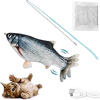 Dyroe Katzenspielzeug Elektrische Fische Katze Teaser Zauberstab, Elektrisch Spielzeug Fisch mit Katzenminze Katzen…