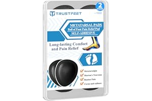 Trustfeet Lot de 2 paires de coussinets métatarsiens pour femme, soulagement de la douleur tout au long de la journée pour métatarsalgie, névrome de Morton, coussinets de pied de 0,6 cm d'épaisseur,