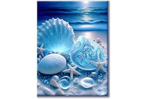 Yiminu.DS Diamond Painting Kit Completo 1 Pezzi, Diamanti Painting Kit 5D Adulti, Pittura Diamante Quadri Con Perline, 30Cm X 40Cm, Conchiglia blu