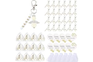 ENGGLÜCK Schutzengel Anhänger 24 Stück, Kleine Gastgeschenke mit Organzasäckchen Kraftpapier Glücksbringer Geschenk für Hochzeit, Taufe, Dankeschön, Kommunion, Konfirmation, Geburtstag, Silvester, Weihnachten