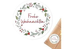 GEBETTER 120 Stk 4cm Weihnachtsaufkleber Selbstklebend Aufkleber Weihnachten Etiketten Marmeladenglas Sticker Weihnachtssticker Geschenksticker für Geschenktüten Gewürzetiketten Geschenkaufkleber (Rot-grün)