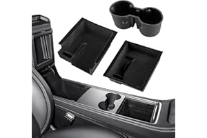 EYPINS 3-Piece Center Console Organizer Tray - Premium Flocked Material, Anti-Slip, Anti-Vibration Design, Car Accessories for Tesla Model 3/Y (2021-2023 ) Model Y 2024