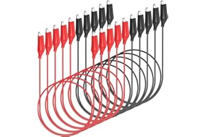 Cleqee 10 Stück Krokodilklemmen Elektrische Messleitungen Doppelendige Krokodilklemmen Überbrückungsdrähte für Stromkreisverbindung Elektrische Prüfung Rot&Schwarz