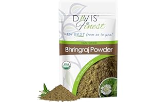 Davis Finest Organic Bhringraj Powder 100g, Healthy Scalp, Hair Growth, Pure & Natural Essential Ayurvedic Hair Mask for Hair Loss, Hair Fall, Split Ends, Damaged Thinning Hair