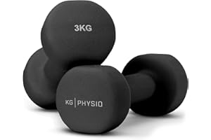 KG Physio Weights Dumbbells Set Women & Men - Neoprene-Coated & Sweat-Resistant Weights Set with Anti-Roll Technology & A3 Exercise Poster, Gym Equipment for Home, 1-10 kg Dumb Bells Pair