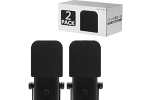 Geekria for Creators Foam Windscreen Compatible with Fifine AmpliGame AM8 Microphone Antipop Foam Cover, Mic Wind Cover, Sponge Foam Filter (Black / 2 Pack)