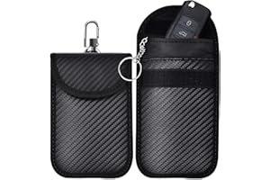 SHPUJUN 2 Pièces Etui Anti Rfid,Protege Clef Voiture,Pochette Anti Rfid,Schutz Pochette Voiture Protection Clef,Faraday Pouch Bag Pour Clef Télécommande Avec Anneau Porte-Clé Intégré Fibre Carbone Bloqueur​