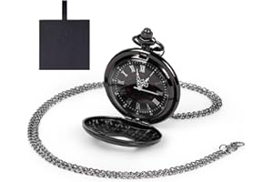 OFFCUP Montre Gousset Vintage, Montre de Poche Vintage Homme Montre Gousset Rétro à Quartz avec Chaîn, Ancienne à Chiffres Romains Mode Montre en Alliage Cadeau Anniversaire pour Homme