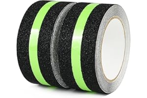 CHUANGSEED 2-pack,Ruban adhésif antidérapant escalier avec film Lumineux Brille dans Le Noir,5cm x 10m,Ruban Sécurité Antidérapant Phosphorescent pour escaliers intérieur et extérieur et les marches