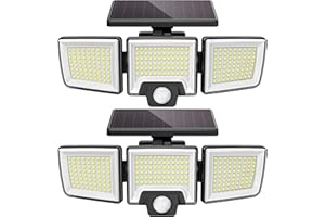 CLAONER Solar Lights Outdoor, Upgraded 216 LED Motion Sensor Security Light with 360° Wide Lighting Angle, Easy to Install, IP65 Waterproof Durable Solar Powered Flood Lights for Outside 2 Pack