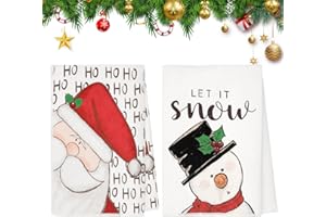 HGRGHH 2 Pezzi Asciugamani Natalizi 40 x 60 cm, Decorazione Natalizia Asciugamano da Cucina con Motivi Natalizi con Babbo Natale e Pupazzi di Neve, Asciugamano Natalizio per Bagno Cucina