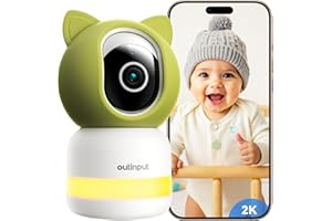 Outinput 2K 4MP Smart Baby Monitor - 355° PTZ WiFi Baby Monitor with Camera and Night Vision, Cry Detection, Motion Sensor & Tracking, Feeding Reminder, 2 Way Talk, Lullabies, APP Control Baby Camera