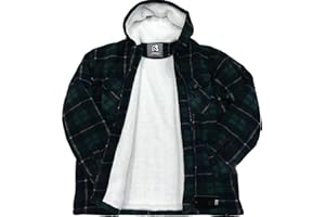 SMART WEAR CLOTHING LIMITED Mens Padded Shirts Lumberjack Hooded Flannel Check Jacket Thick Quilted Work Wear Warm Thermal Fleece Fur Lined Top Casual Coat Size M-XXL
