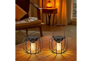 Ketom Lanterna Solare da Esterno, 2 Pezzi Metallo Lampada Solare da Giardino Zucca, IP65 Impermeabile Lanterns LED Retro Illuminazione per Esterni Balcone Terrazza Festa Decorazione, Bianco Caldo