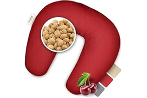 ‎SMØLA smøla Kirschkernkissen Nacken für Mikrowelle I 27x25cm Nackenhörnchen zum erwärmen I Wärmekissen 100% Baumwolle I 500g Kirschkerne I Nackenkissen, Natürliche Wärmflasche, Weinrot