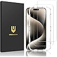 UNBREAKcable Unbreakable Tempered Glass Screen Protector for iPhone 15 pro [2 Pack] [99.99% HD Clarity] [Easy Installation] [9H Hardness] [Bubble Free] for Apple 6.1"