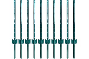 ARIFARO Metal Fence Posts 91cm / 3ft, Pack of 10, Sturdy Duty No Digging Garden U Post for Wire Fencing Steel Poles for Yard, Outdoor Wire