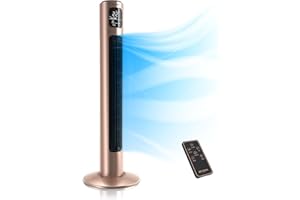 Brandson - Turmventilator mit Fernbedienung - Preisträger 2025 - Oszilation 60° - Standventilator - mobiler Lüfter - Säulenventilator - 96 cm - Ventilator 3 Geschwindigkeiten - GS - pearl-rouge