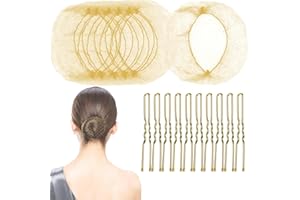 MUBUNI 40PCS Hair Nets Bun and 20PCS U Shaped Hair Pins Set,Invisible Hair Nets and U shaped pins Se/t,Ha/ir Bun Net S/et for Women,Blonde Me/sh H/air N/ets and U shaped Bobby Pins