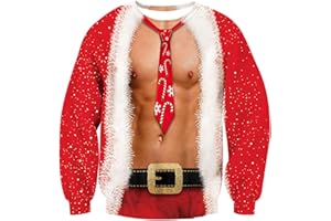 TUONROAD Unsiex Ugly Christmas Jumper Sweatshirts 3D Printed Long Sleeve Funny Xmas Elf Sweater S-3XL