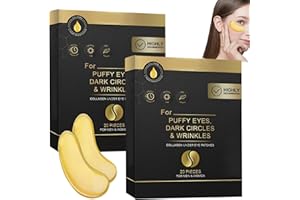 YCAAEO 40pcs Parches Ojos Oro, Parches Ojos Colageno Acido Hialuronico, Parches OJos Hidratantes, Dirigido a Ojeras, Bolsas Debajo de los Ojeras, Arrugas, Hinchazón y Antienvejecimiento