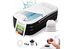 Juskys Baignoire Gonflable L - Baignoire Extérieure pour Adultes, Bassin Pliable et Mobile avec Dossier, Baignoire de Glace avec Couvercle et Pompe