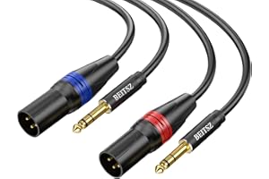 BEITSZ XLR auf Klinke 6,35mm Mikrofonkabel,Balanced Stereo 1/4 Zoll TRS Stecker auf XLR Stecker für Mixer, Mikrofone, DJ, Heimkinogeräte, Bühne (1M,2Pack)