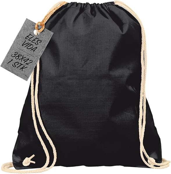ELES VIDA Baumwoll Turnbeutel 1 Stück 38 x 42 cm Sportbeutel - Rucksack Stofftasche Bag, Beutel, Baumwollbeutel, Jutebeutel Oeko-TEX® geprüft Stoffbeutel Damen & Herren, Kinder Gym Sack zum bemalen - 1