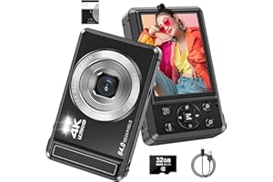 JHAMAL Digital Camera, 4K 64MP Autofocus UHD Compact Cameras for photography and video - Rechargeable Vlogging Camera with 32GB Card, Battery, 16X Digital Zoom for Kids Beginners Teenagers