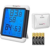ThermoPro TP65 Dijital İ&ccedil; ve Dış Mekan Termometre, Dokunmatik Işıklı Dev Ekran, Kablosuz Sens&ouml;rl&uuml; Nem ve Sıcaklık &Ouml;l&ccedil;er