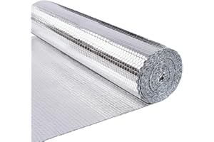 VOUNOT® Aislante Térmico Reflexivo 10x1 m Aluminio y Burbujas, Lámina Aislante Doble Cara para Frío y Calor 3.2mm, Aislamiento Radiadores para Paredes, Techo, Suelo, Furgonetas, Buhardillas, Garaje
