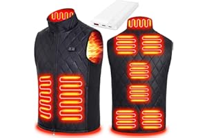Cubovie Gilet Chauffant Électrique Avec Batterie 15000mAh Homme Femme Veste Chauffante Électrique USB Vêtement de Chauffage avec 9 Zones de Chauffé 3 Températures Réglables Gilet
