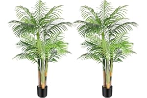 Keeplush Artificiale Tripla Dorata 150cm Golden Cane Palm Piante Finte da Esterno Grandi 2Pack