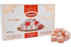 GÜDSTUF Sebahat Turkish Delight Lokum in Gift Box (Pomegranate Flavour, 400g) 24 Pieces