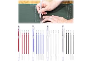 DUMHUTS 24 pcs Pennarelli Per Tessuti,penne Colorate Cancellabili, stoffe per cucito creativo,penna per tessuti cancellabile,Quilting e Lavorazione del Cuoio, Inclusi Pennarelli Vuoti e Ricariche