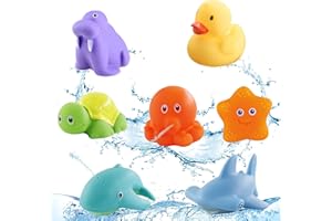 HUAHUANGHUI Giocattoli per Bagnetto, 7 pezzi Giocattoli da Bagnetto per Bambini, Giocattoli da Bagno Morbido, Per il Bagnetto, Senza Bisfenolo A,Animali Diversi, Ideale per il bagnetto Giochi Bagnetto
