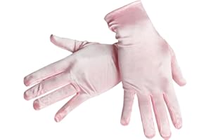 JUNART JUNRT Short Satin Gloves Femmes Poignet Longueur Gants Doux et Confortables Pour Fête De Mariage Halloween Cosplay Costume