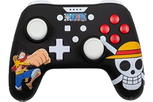 Konix One Piece Manette filaire pour Nintendo Switch, Switch 2 et PC - Fonction vibration - Câble 3 m - Motif Luffy - Noir