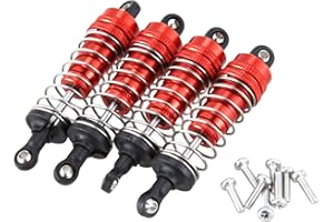 Fanuse Accesorio de Repuesto de Amortiguador de Amortiguador de Metal de 4 Piezas Apto para WLtoys 144001 1/14 4WD RC Drift Racing Car Parts, Rojo